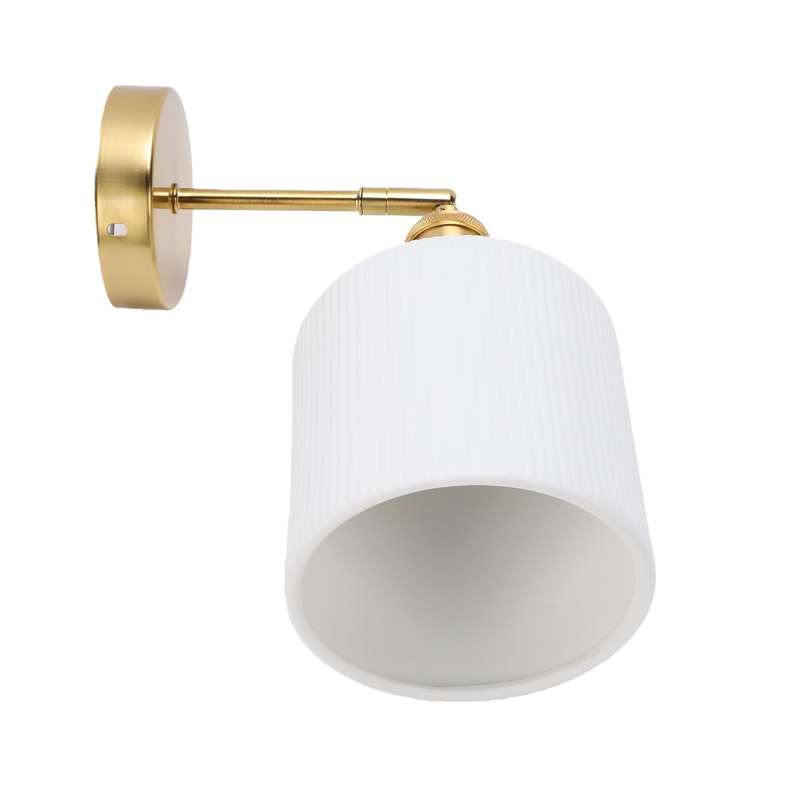 FTVOGUE E27 LED Kinkiet Mosiężny z Łańcuszkiem Ceramiczny Klosz Podtynkowy