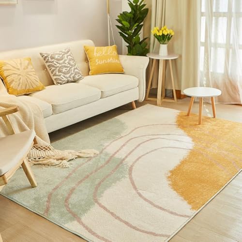 Tapis de salon classique haut de gamme symétrique jaune et vert