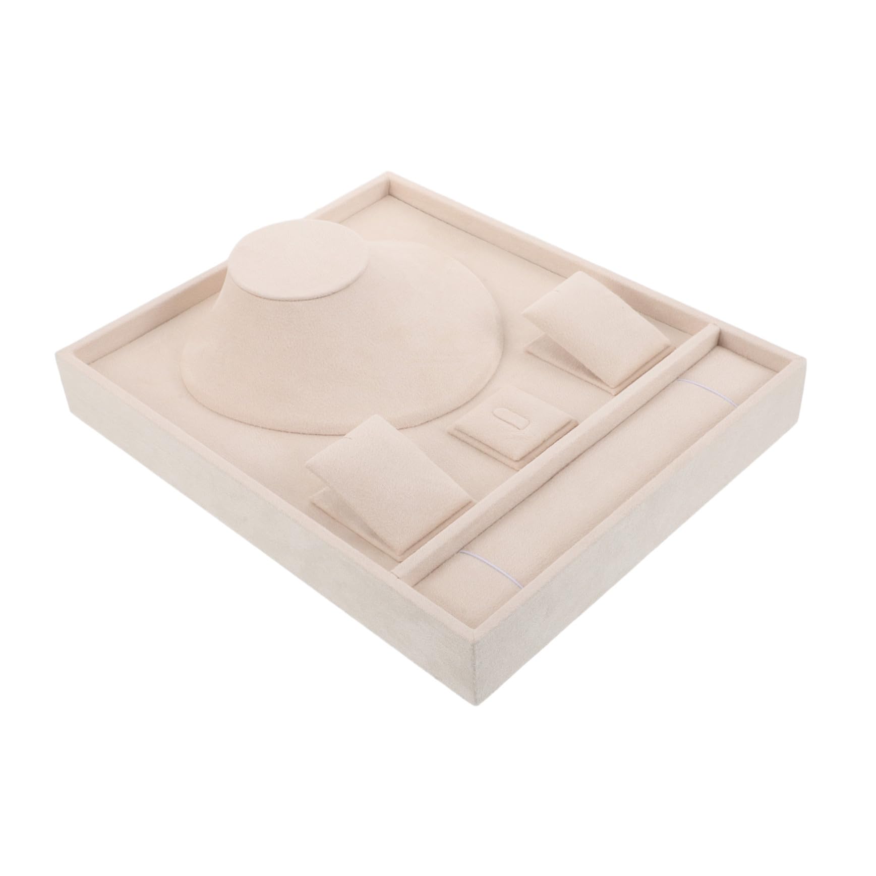 KOMBIUDA Plateau à Bijoux Blanc 30, 2x25x6, 5cm en Feutre et Panneau Dense