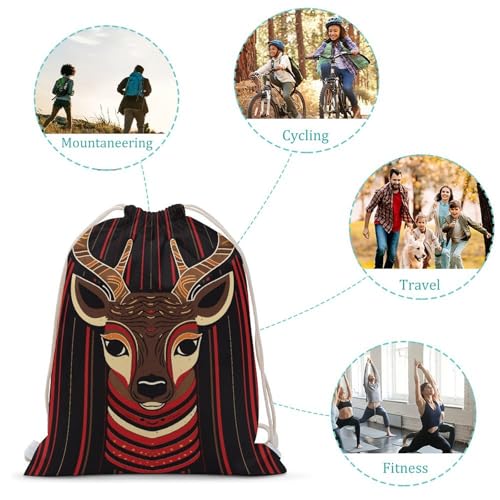 Drawstring Backpack Gym Bag Red And Brown Reindeer Cinch Sackpack Waterproof Beach Bag for Women Men3