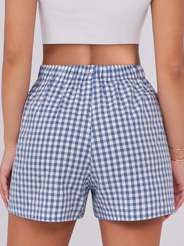 Image of ANRABESS Boxer Shorts for Women Gingham Pajama 2026 Summer Casual Lounge Sleep Plaid Shorts Y2K Beach Bottoms