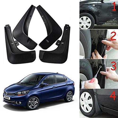 Oshotto (O.E.M Fitting Cup Type) Mud Flap/Splash Guard Compatible with Tata TIGOR (Set of 4)