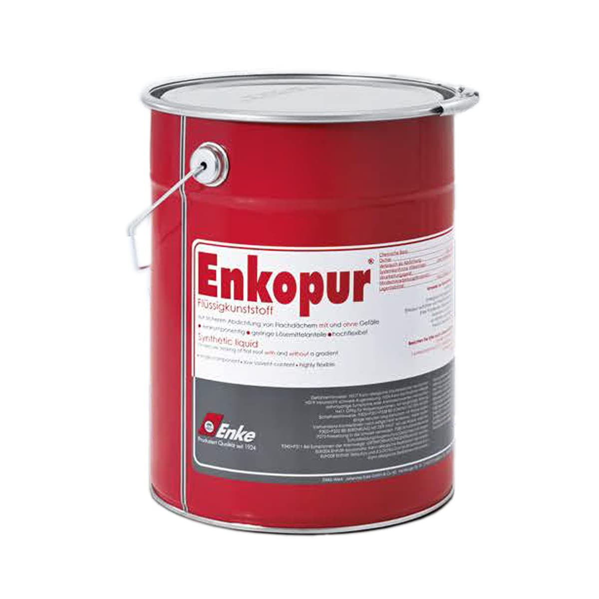 Enkopur 11619SG Enke Flüssigharz 4kg Silbergrau Dauerhafter Schutz vor Feuchtigkeit auf Dächern. Dachflächen, Balkone, Terrassen, Anschlüsse und Durchdringungen