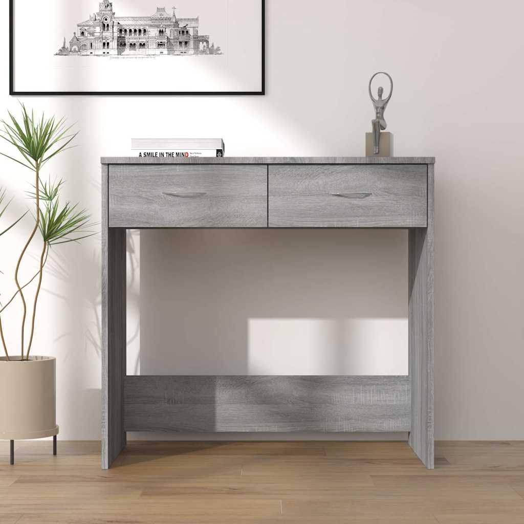 Escritorio 80x40x75 cm Madera Mecanizada Gris Sonoma Roble Con Cajones