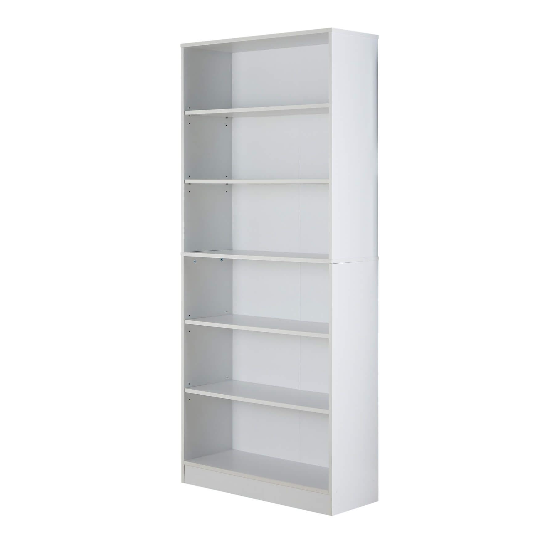 Home Source Large Bookcase, Tall Open Adjustable Shelves, Display Storage Cabinet, 6 Tier, White