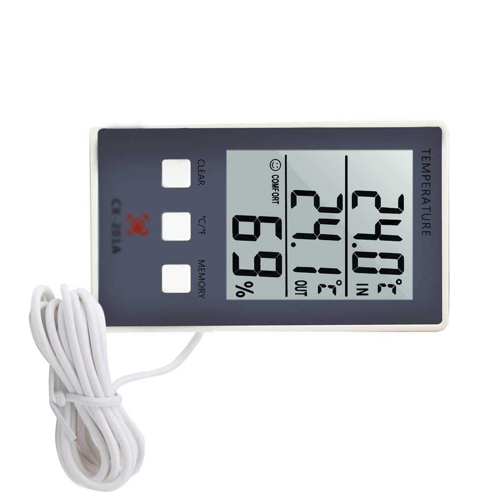 Cyfrowy termometr higrometr wewnętrzna temperatura zewnętrzna miernik wilgotności C/F wyświetlacz LCD sonda czujnika stacja pogodowa