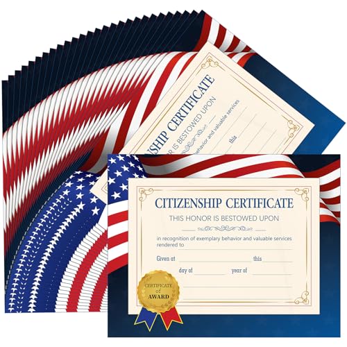 Tenare 48 Pcs Citizenship Achievement Certificate 11 x 8.5 Inches Paper Awards Recognition Achievement Certificate for Graduation Party Supplies Graduation Awards Grad Wishes Favors