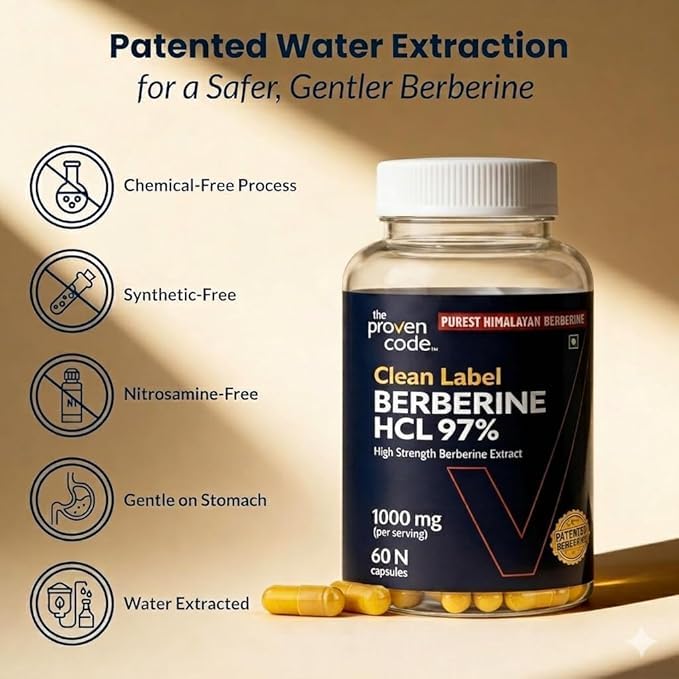 Image of Clean Label Berberine HCl 97% | C-14 Tested Natural Origin | Studied Strength Berberine Supplements 1000mg - Support Blood Sugar, Lower Cholesterol, PCOS supplements - 60 Capsules