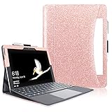 Surface Go Case, ACdream Multiple Angle Viewing with Pocket Business Cover Case for Microsoft Surface Go Tablet 2018 Release (Compatible with Surface Go Type Cover Keyboard), Rose Gold Glitter