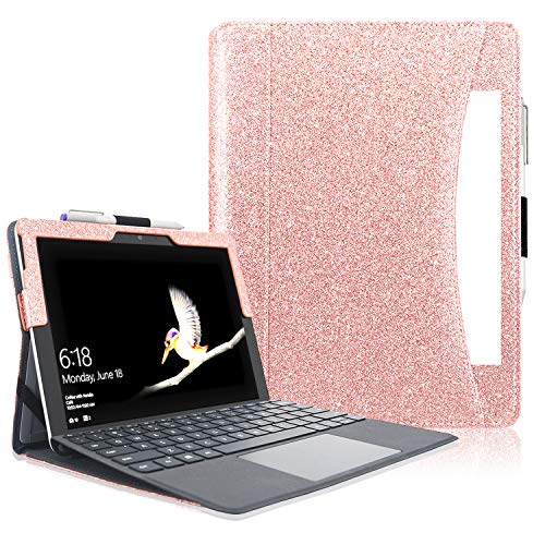 ACdream Case for Surface Go 2 2020 and Surface Go 1st 2018 Release, Multiple Angle Viewing with Pocket Business Cover(Fit Type Cover Keyboard/Kickstand), Glitter Rose Gold