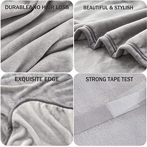 Elnido Queen Fleece Blanket For Couch Light Grey - 330Gsm Bed Blanket Queen Size Soft Lightweight Fuzzy Cozy And Warm Blankets, 90X90 Inches #TOP4