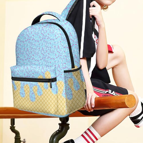 Ice Cream Drip Backpack Kawaii Shoulder Bag,Icecream Backpackdrip Lightweight Daypack for Women Men Bags Travel Hiking-Light blue3