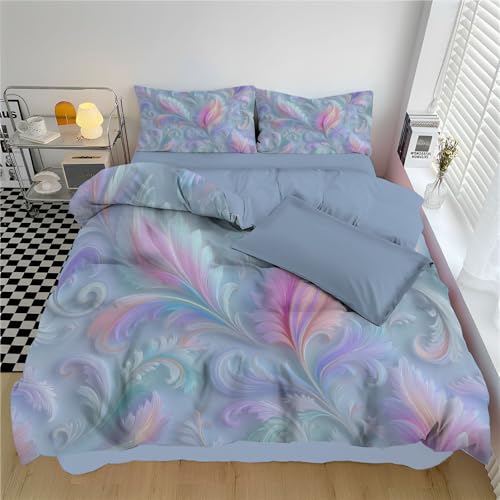 Housse de couette 200x200 bleu clair à motif cachemire pour lit 2 personnes