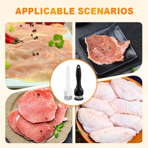 Black Stainless Steel Meat Tenderizer with 21 Needles for Steak Pounding