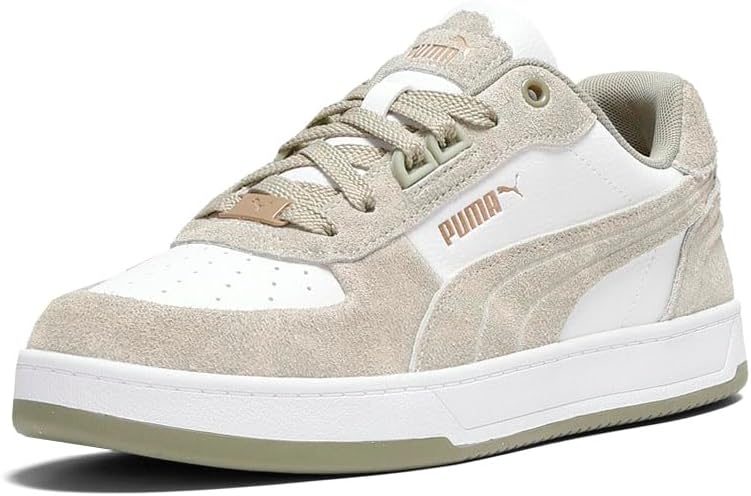 PUMA Mens Caven 2.0 Lux Suede Distressed Sneakers Shoes Casual - White