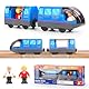 XEERUN Eisenbahn elektrische lok Holzeisenbahn Zug, Batteriebetriebenes Zugset, Batteriebetriebener Lokomotivzug, Leistungsstarker Motorzug, für Kinder Kompatibel mit Thomas, Blau