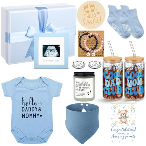 13 Pcs New Mom Gifts for Boys Baby Shower Basket