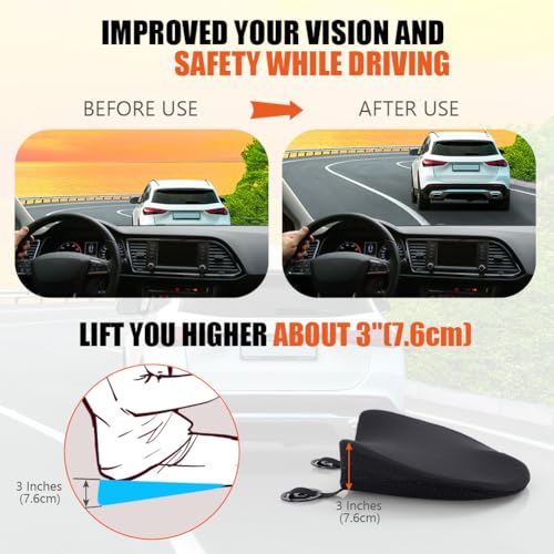 Ainiv Keilkissen Auto, Autositzkissen Keilkissen, Memory Foam Sitzkissen Auto, Verbesserung Beim Sitzen, Ergonomisches Memory Foam Kissen für den Wagen, Road Trip Essentials für Fahrer