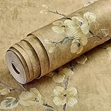 MOTTK Tapete zum Abziehen und Aufkleben für Schlafzimmer, selbstklebende 3D-Blumen-Tapete, wasserdichte Vinyl-Tapete, 53 x 300 cm, Dekorfolie für Mieter freundlich (2-gelb)