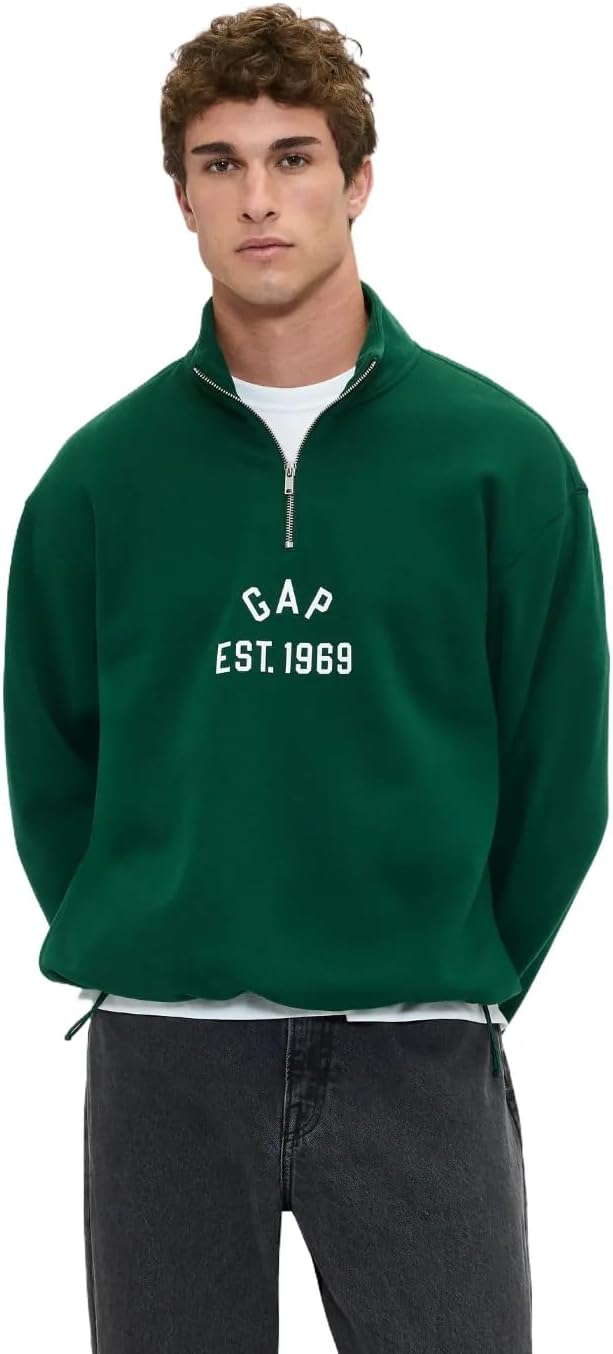 GAP Men's Logo Half Zip Drawstring Fleece