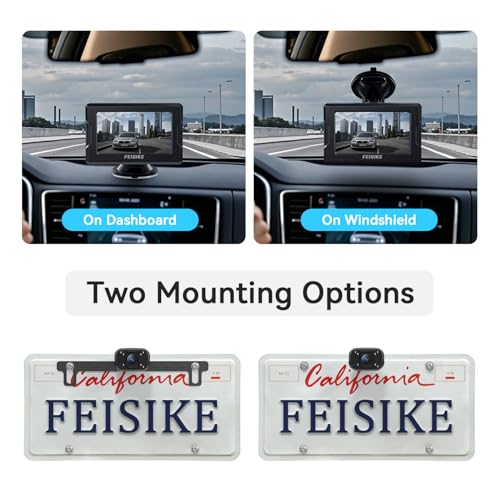 Image of FEISIKE Backup Camera, 1080P IR Night Vision with Monitor, Easy Setup Plug-Play Rear View Camera, 150 Degrees Wide Angle, IP68 Waterproof, 4.3 inch Display for Car Truck SUV