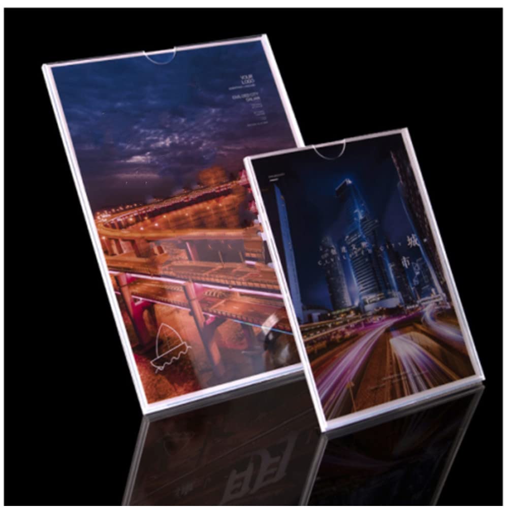 6 PCS Soporte de Pared, A5 Soporte para carteles de acrílico transparente con cinta adhesiva, soporte de exhibición de póster de pared de plexiglás, soportes adhesivos para pósteres