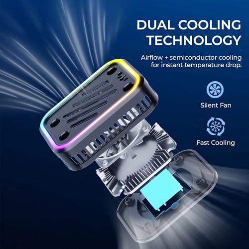 Image of Digitek (DCF 001) Magnetic Smartphone Cooler Fan with Built-In Battery, RGB Light Effects, Type-C Charging, for Mobile Gaming