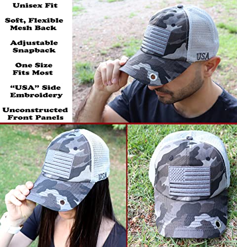 Image of Antourage American Flag Unconstructed Unisex Mesh Snapback Baseball Hat Cap for Men and Women +2 Patriotic Patches Included