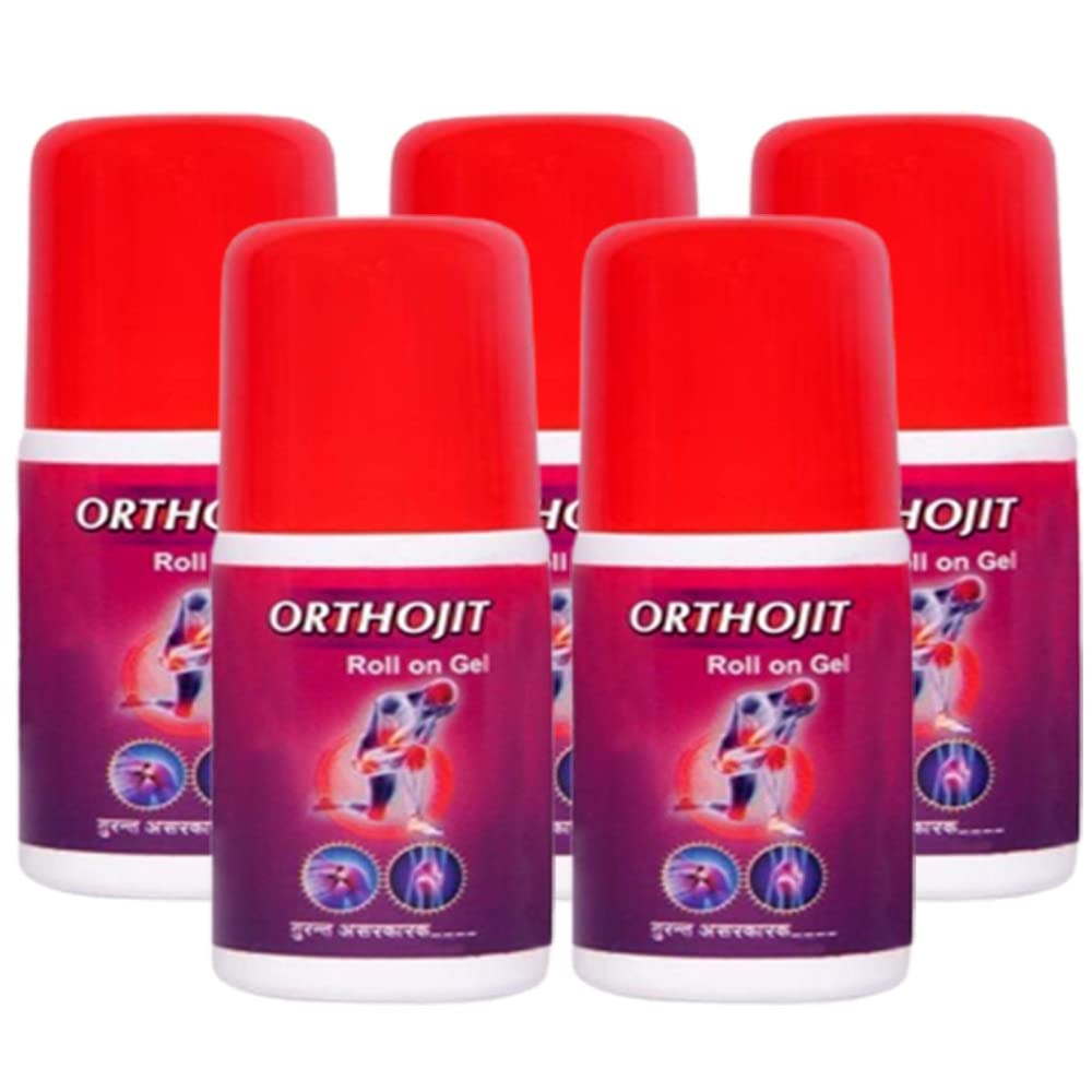 Orthojit Roll on Gel Oil for Back, Knee, Legs, Neck, Shoulder, Joint and Muscle Pain | Pure Ayurvedic Pain Relief Oil Roll on - 50 ml (Pack of 5) (B0C6ZZZ284) Amazon Price History, Amazon Price Tracker