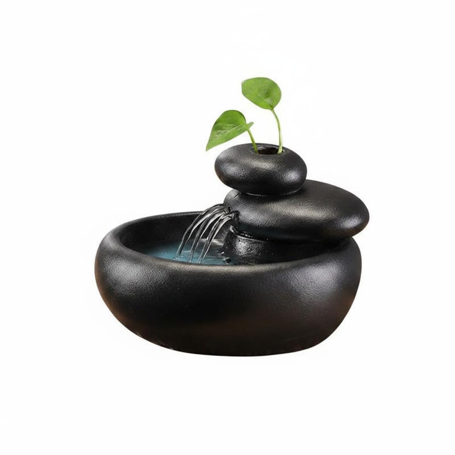 Stone Waterfall Fountain Gift Idea Rock Waterfall Fountain Soothing Sound Rock Water Feature for Office Workers, Tea Table, Desk, Black | Home & Garden | Home D?©cor | Indoor Fountains-image-16