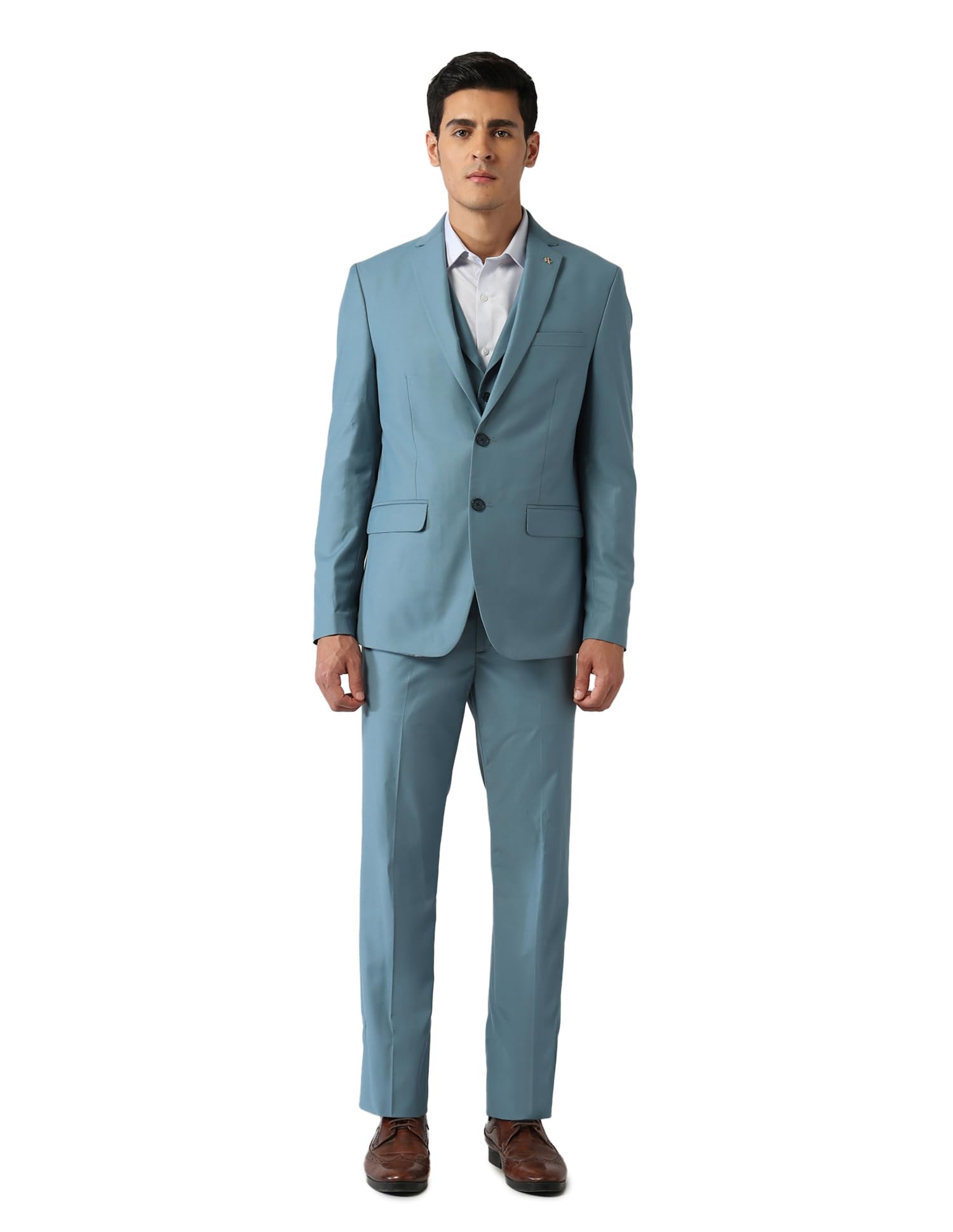 arrow Men's Solid Tailored Fit Formal Three Piece Suit-picture-26