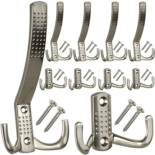 STAHLIA® Kleiderhaken | Garderobenhaken | 10er SET | Edelstahloptik | kurz & lang | Metallhaken | Huthaken | inkl. Befestigungsschrauben Cover