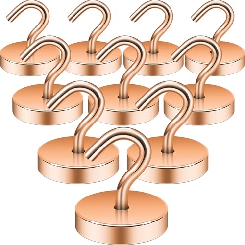 Image of Neosmuk Magnetic Hooks Steel Tube Design for Cruise,130lb+ Bronze,10 Pack | Cruise Ship Essentials,Heavy Duty Magnett Hooks for Cabins, Refrigerator, Grill, Hanging, and Travel Extra Strong Must-Haves