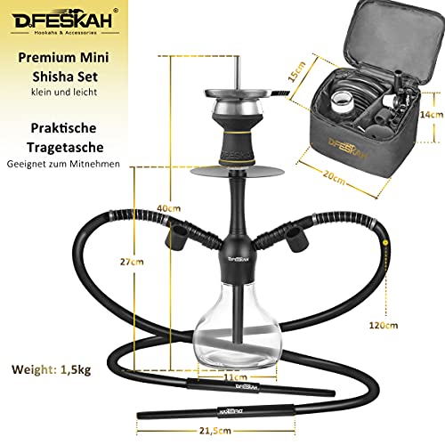 Mini Shisha Set, 40cm Hookah To Go 2 Schläuche 2 Anschlüsse | Kleine Wasserpfeife Reise Shisha Set Aluminium | Shisha… – Bild 7