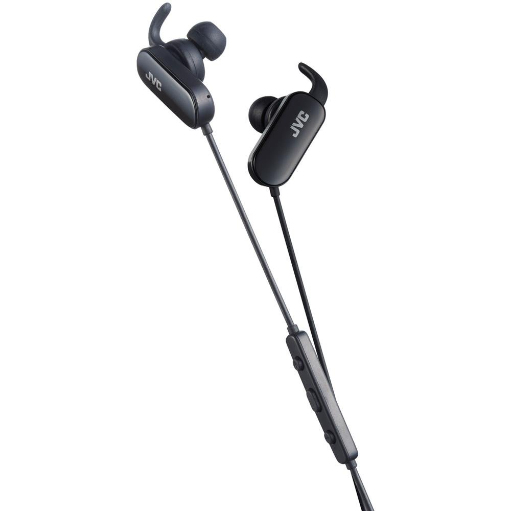black sports headphones with adjustable ear cushions
