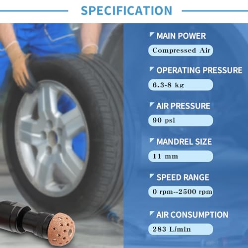 Image of Air Tire Repair and Polish Patch Kit with 2500 RPM tire Buffer, Inner Liner Scraper, Patch Roller, and Durable Buffing Wheel for Tire Maintenanc