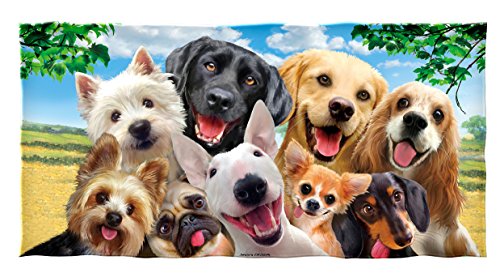Dawhud Direct Selfie Super Soft Plush Cotton Beach Bath Pool Towel (Dogs)