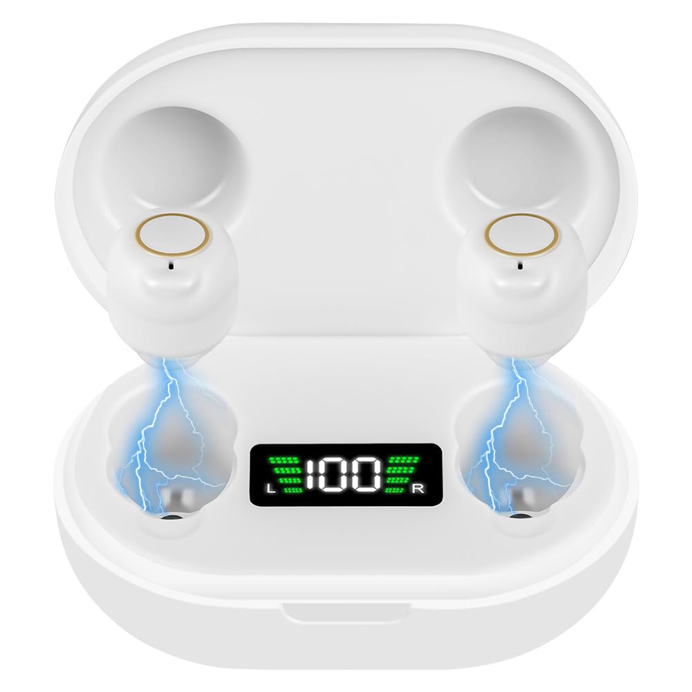 Aolso Amplificateur De Son Rechargeable, 1 Paire style conduit auditif Amplificateur de son personnel intelligent, Avec Portable Boîtier De Chargement(blanche)