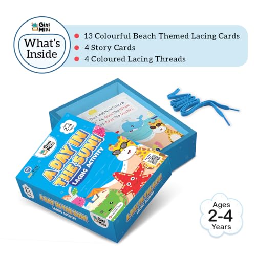 Image of GiniMini Lacing Activity Toy for Kids 2 3 4 Years | Enhance Motor Skills, Hand-Eye Coordination, Screen-Free, Creativity, & Imagination | Return & Birthday Gifts for Boys & Girls