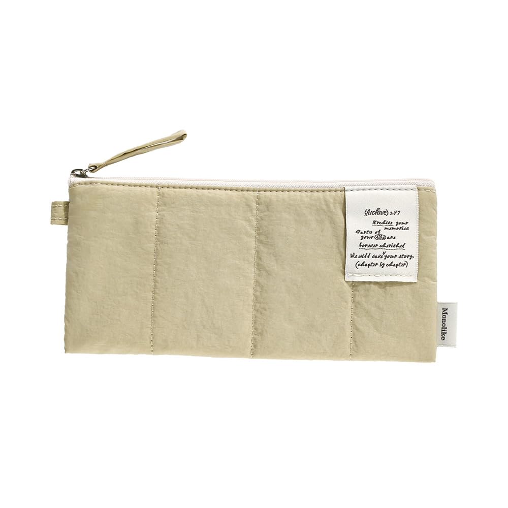 Monolike Archive247 Cushion Pencil Case, 01. Beige - Pencil Pouch, Portable Pencil Bag, Pencil Case, Office Pouch case, Cushion, Soft, Vintage