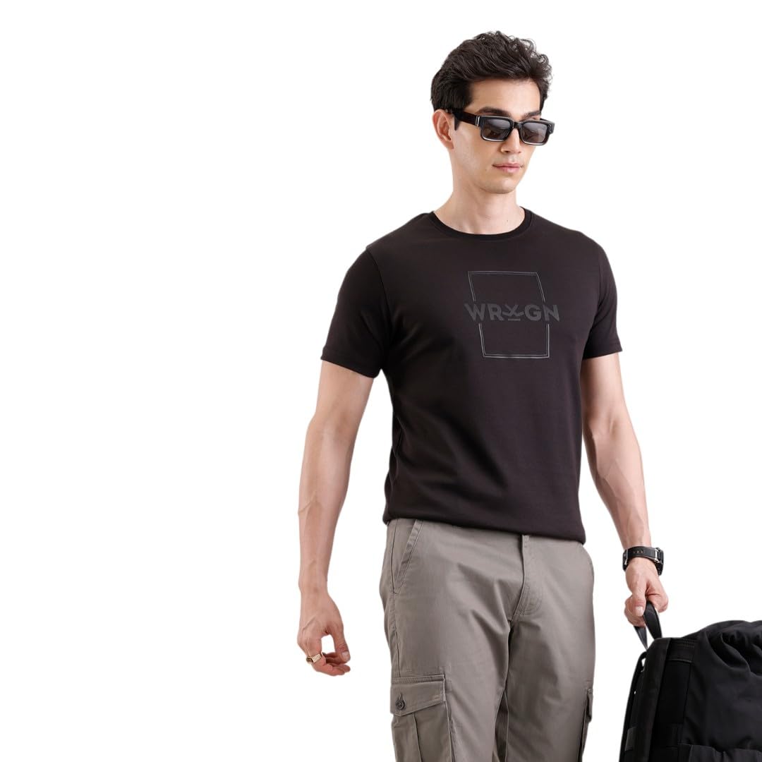 wrogn Men's 240 GSM Pure Cotton Interlock T-Shirt | Tonal HD Print | Slim Fit-picture-31