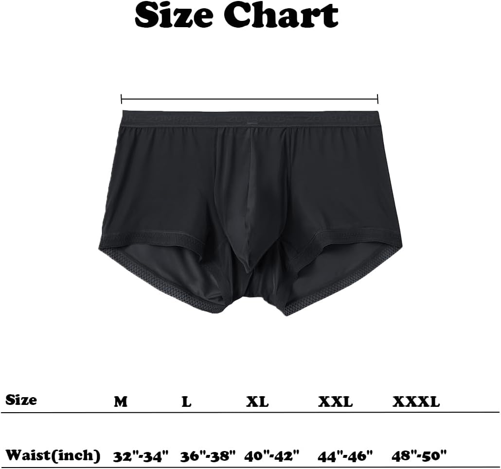 ZONBAILON Breathable Ice Silk Men's Boxer Briefs See-Through Underwear Trunk Transparent Stretch - Image 6