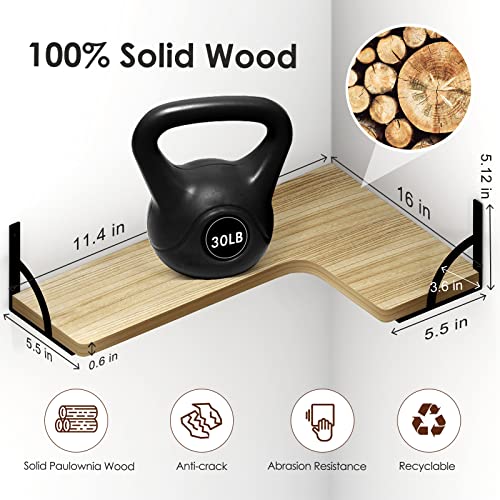 Canupdog Corner Floating Shelves Wall Mounted Set Of 4, Wood Display Storage Wall Shelves For Living Room, Bedroom, Office, Bathroom Kitchen & Decoration #TOP2