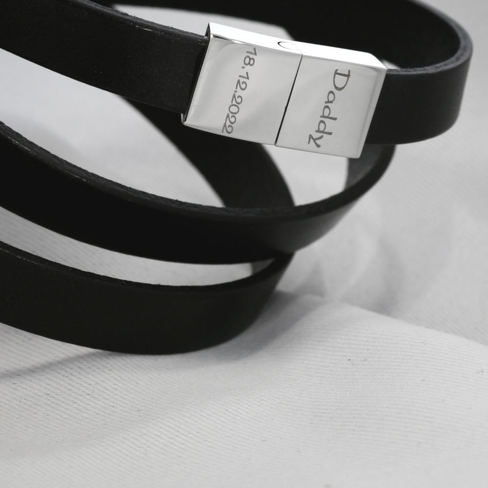 Herren Armband Gravur Leder braun Mann Lederarmband Koordinaten oder Spruch Armband mit Gravur Männer Herrenschmuck Männerschmuck | HANDMADE IN GERMANY