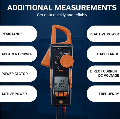 Image of testo 770-3 Clamp Meter Set - Clamp Multimeter for Electrical Testing - HVAC Multimeter TRMS Measurement - Measures AC /DC Voltage up to 1000 V - with Retractable Pincer Arm and Bluetooth