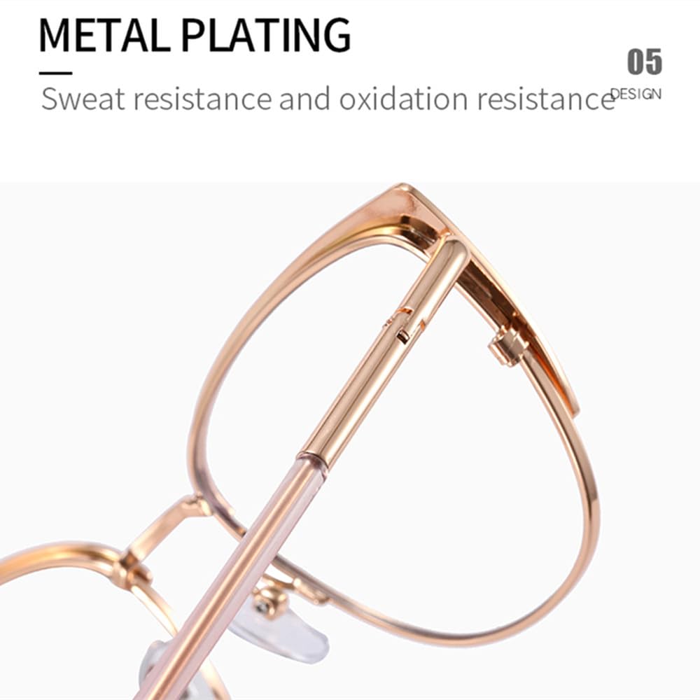 modne okulary metalowa rama kobiece okulary kocie oko oprawka kobiety przezroczyste soczewki różowe złoto ozdoba prezent