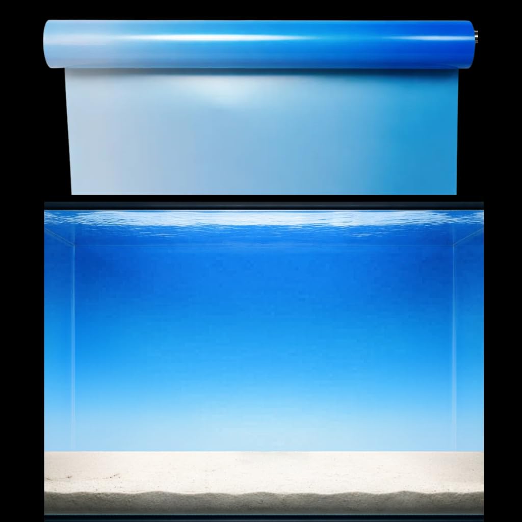 Non-Adhesive Aquarium Fish Tank Background Blue and White Fish Tank Double-Sided Aquarium Gradient Background Poster Backdrop (3 ft Length x 2 ft Height)-image-37