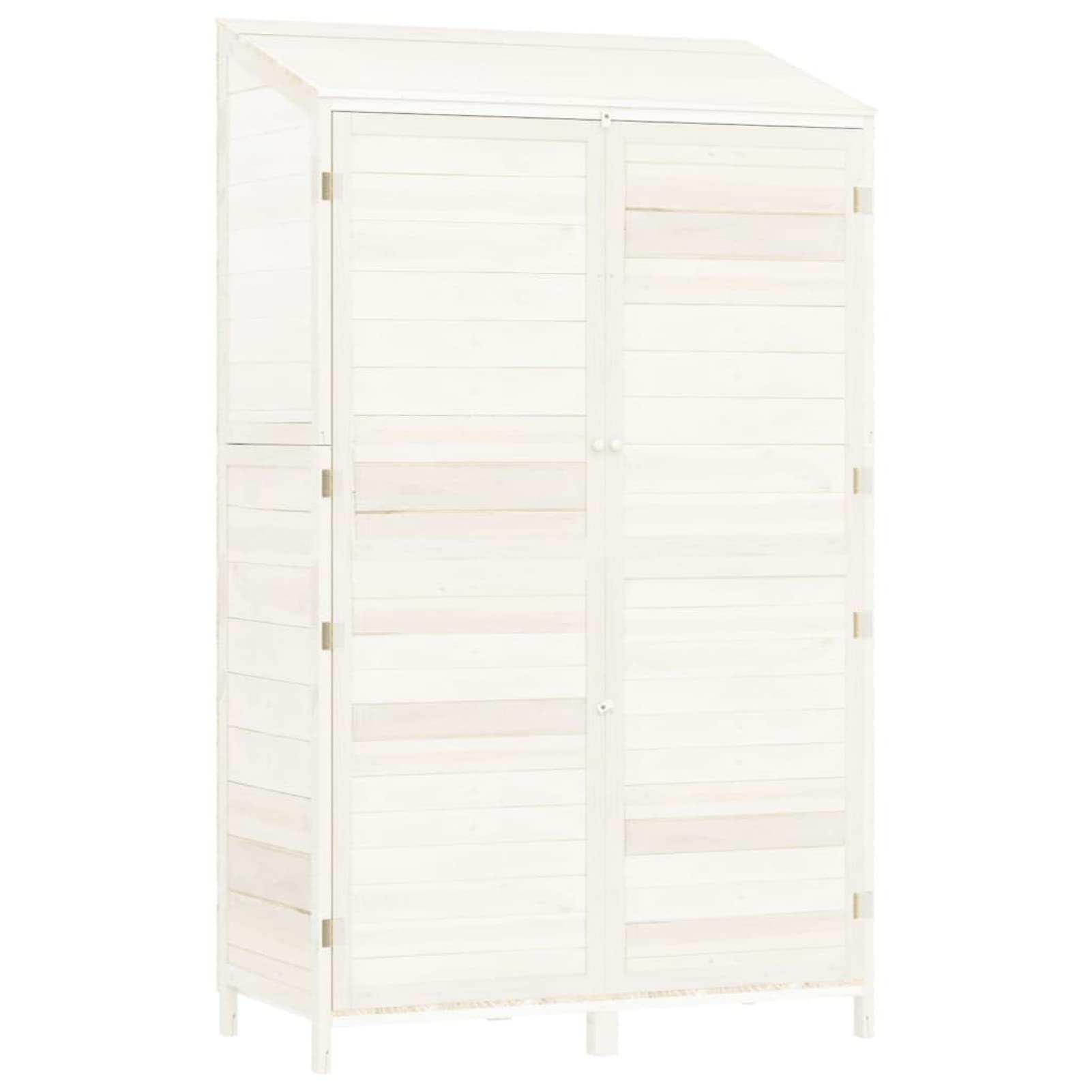 IKAYAA KAYAA Cobertizo Exterior de Madera de Abeto Armario de Exterior para Herramientas 102 x 52 x 174.5 cm, Caseta de Jardín de Madera con 2 Puertas para Almacenamiento de Herramientas Blanco