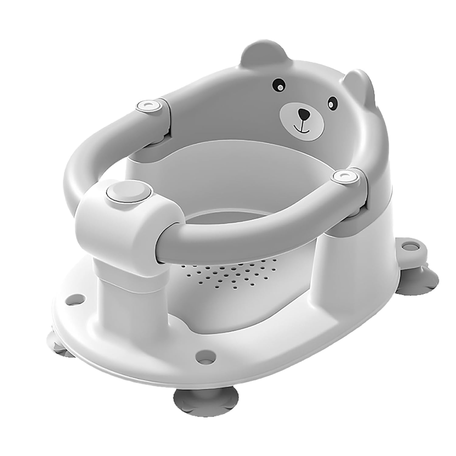 Baby Bath Seat for Babies 6 Months Plus.Cute Bear Non-Slip Baby Bath Chair for Babies Sitting Up,Safe Infant & Newborn Bathtub Chair with 4 Suction Cups (Grey White)