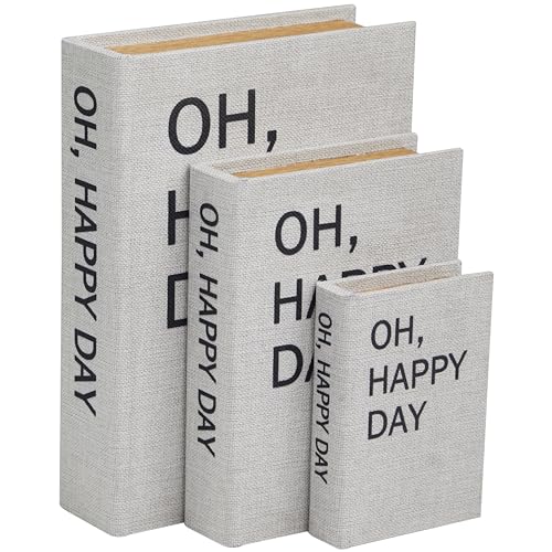 Deco 79 Faux Leather Decorative Box "War and Peace" Faux Storage Book Book Shaped Boxes with Scroll Details, Set of 3 Decorative Keepsake Boxes 12", 9", 7"H, Light Gray by Deco 79 - Used condition - US$9.07